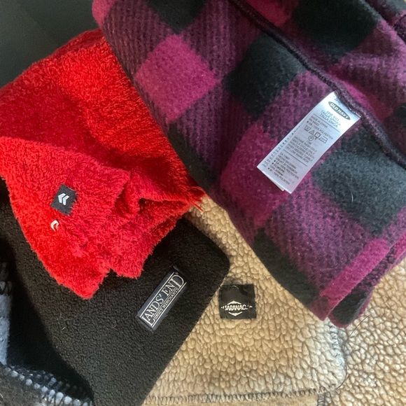 5 pc flannel sweater scarf bundle LANDS END old navy red black purple white tan - Picture 5 of 15